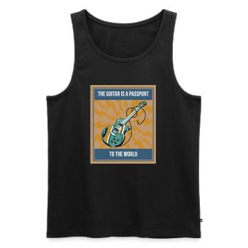 Guitar Passport World Instrument Music Gift Idea - Débardeur bio Premium Homme - noir - Devant - Michal (187cm)