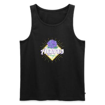Azoren Retro Hortensienblüte Insel Portugal - Männer Premium Bio Tank Top - Schwarz - Vorne - Michal (187cm)