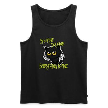 C’est bien Tout est bon Drôle Cat Papa Cat M - Débardeur bio Premium Homme - noir - Devant - Michal (187cm)