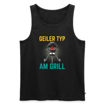GEILER TYP AM GRILL - Männer Premium Bio Tank Top - Schwarz - Vorne - Michal (187cm)