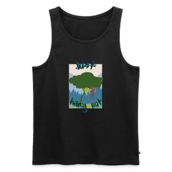 just hang out - Männer Premium Bio Tank Top - Schwarz - Vorne - AI Model Male 178 light (178cm)