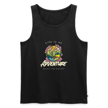 Das Leben ist ein Abenteuer - Outdoor Berge Zelt - Männer Premium Bio Tank Top - Schwarz - Vorne - Michal (187cm)