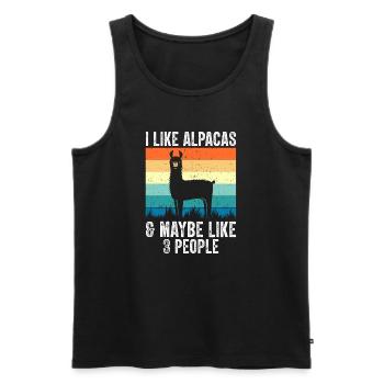 Ich mag Alpakas Humor Alpaca Männer Frauen Lustig - Männer Premium Bio Tank Top - Schwarz - Vorne - Michal (187cm)