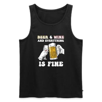 BIER I WINE SPRUCHDESIGN - Männer Premium Bio Tank Top - Schwarz - Vorne - AI Model Male 178 light (178cm)