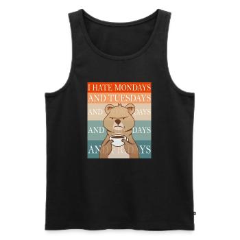 i Hate Mondays , people, Morgenmuffel - Männer Premium Bio Tank Top - Schwarz - Vorne - AI Model Male 178 light (178cm)