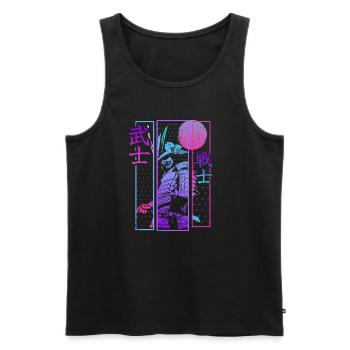 Samurai Warrior Vaporwave Japanische Ästhetik - Männer Premium Bio Tank Top - Schwarz - Vorne - AI Model Male 178 light (178cm)
