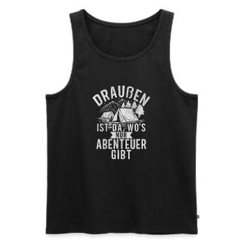 Draußen gibt es nur Abenteuer - Männer Premium Bio Tank Top - Schwarz - Vorne - Michal (187cm)