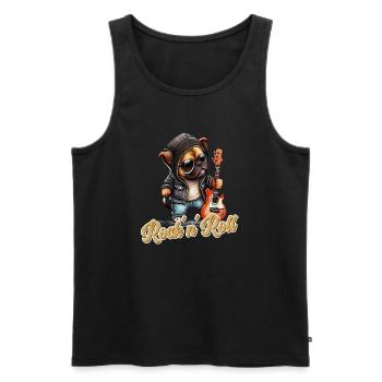 Funny Dog avec guitare électrique rock 'n' roll - Débardeur bio Premium Homme - noir - Devant - Michal (187cm)