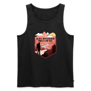 Drôle de randonnée camping en plein air nature montagnes - Débardeur bio Premium Homme - noir - Devant - Michal (187cm)