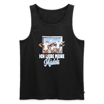 Ich liebe meine Mädels, Kuh, Kühe - Männer Premium Bio Tank Top - Schwarz - Vorne - AI Model Male 178 light (178cm)