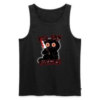 Halloween scary cat you saw nothing black cat - Men's Premium Organic Tank Top - black - Front - AI Model Male 178 light (178cm)
