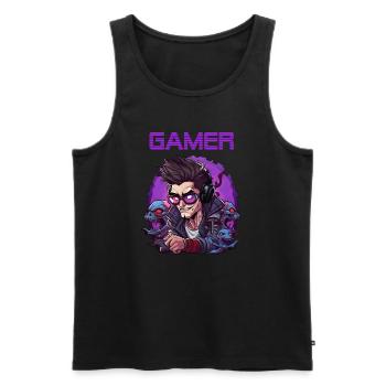 Gamer - Männer Premium Bio Tank Top - Schwarz - Vorne - Michal (187cm)