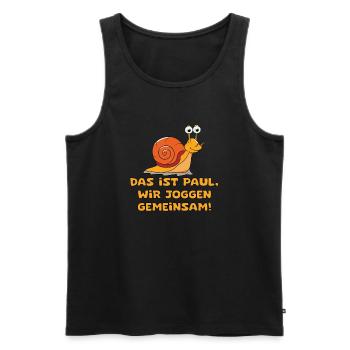Das ist Paul, wir Joggen Gemeinsam, - Männer Premium Bio Tank Top - Schwarz - Vorne - Michal (187cm)
