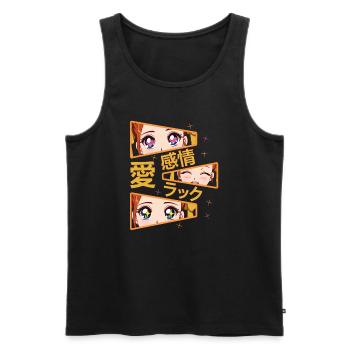 gefühle liebe glück Manga Anime - Männer Premium Bio Tank Top - Schwarz - Vorne - AI Model Male 178 light (178cm)