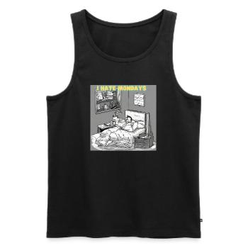 Gâche du matin ou lève-tard? - Débardeur bio Premium Homme - noir - Devant - AI Model Male 178 light (178cm)
