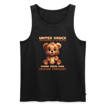 Lustiger Spruch mit Bärchen. Unter Druck - Männer Premium Bio Tank Top - Schwarz - Vorne - AI Model Male 178 light (178cm)