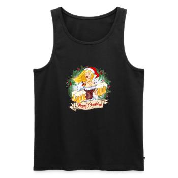 Weihnacht`s T-Shirt Frau mit Bier - Männer Premium Bio Tank Top - Schwarz - Vorne - Michal (187cm)