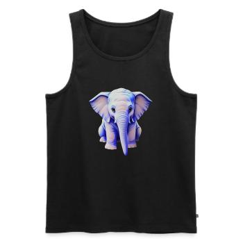 Sitzender Süßer Pinky-Blue Elefant - Illustration - Männer Premium Bio Tank Top - Schwarz - Vorne - Michal (187cm)