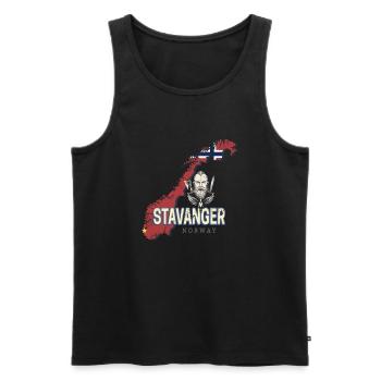 Stavanger, Norvège carte, Souvenir Vintage - Débardeur bio Premium Homme - noir - Devant - Michal (187cm)