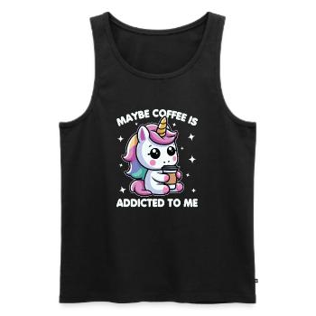 Peut-être que le café est accro à moi Licorne Drôle - Débardeur bio Premium Homme - noir - Devant - Michal (187cm)