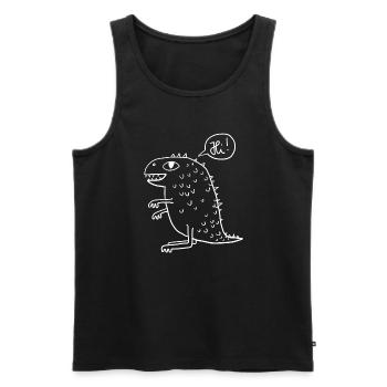 Dino weiß - Männer Premium Bio Tank Top - Schwarz - Vorne - AI Model Male 178 light (178cm)