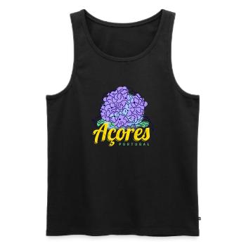 Azores Hydrangea Blossom Portugal Vintage Souvenir - Men's Premium Organic Tank Top - black - Front - AI Model Male 178 light (178cm)