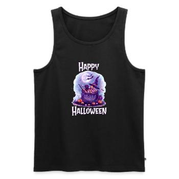 Halloween – Happy Halloween Cute Black Cat - Men's Premium Organic Tank Top - black - Front - AI Model Male 178 light (178cm)