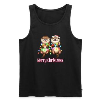 Süße kleine Otter Weihnachtsmütze Merry Christmas - Männer Premium Bio Tank Top - Schwarz - Vorne - Michal (187cm)