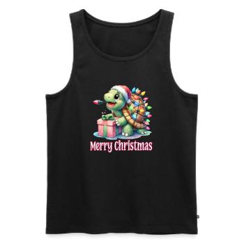Little Turtle Christmas Hat Merry Christmas - Men's Premium Organic Tank Top - black - Front - AI Model Male 178 light (178cm)