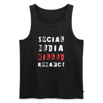 Social Media Killed Romance Soziales Statement - Men's Premium Organic Tank Top - black - Front - AI Model Male 178 light (178cm)