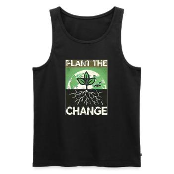 Planter le changement – Conception durable - Débardeur bio Premium Homme - noir - Devant - Michal (187cm)