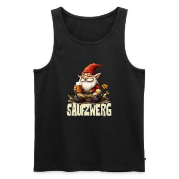 lustiger Zwerg mit Bier - Männer Premium Bio Tank Top - Schwarz - Vorne - Michal (187cm)