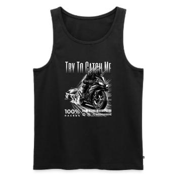 Cool Biker and Biker Motorcycle Design Catch Me - Men's Premium Organic Tank Top - black - Front - AI Model Male 178 light (178cm)