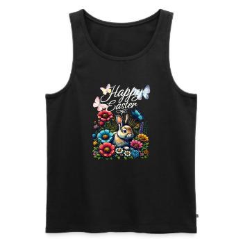 Happy Easter Frohe Ostern Osterfest Osterhase - Männer Premium Bio Tank Top - Schwarz - Vorne - Michal (187cm)