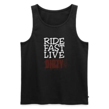 RIDE FAST LIVE DIRTY – Mountainbike - Motocross - Männer Premium Bio Tank Top - Schwarz - Vorne - AI Model Male 178 light (178cm)