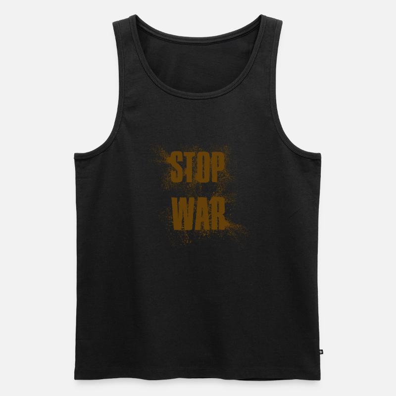 STOP WAR – NO WAR - PEACE - Männer Premium Bio Tank Top - Schwarz