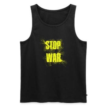 STOP WAR – NO WAR - PEACE - Men's Premium Organic Tank Top - black - Front - AI Model Male 178 light (178cm)