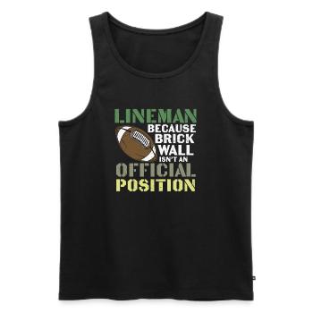 Lineman Football Wall Joke Design - Men's Premium Organic Tank Top - black - Front - AI Model Male 178 light (178cm)