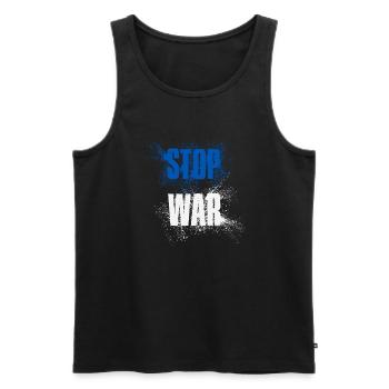 STOP WAR – NO WAR – PEACE – National Colors Israel - Men's Premium Organic Tank Top - black - Front - AI Model Male 178 light (178cm)