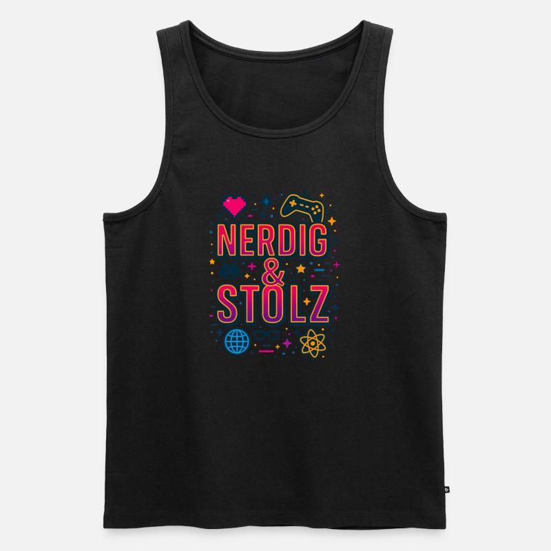 Nerdig & Stolz - Männer Premium Bio Tank Top - Schwarz