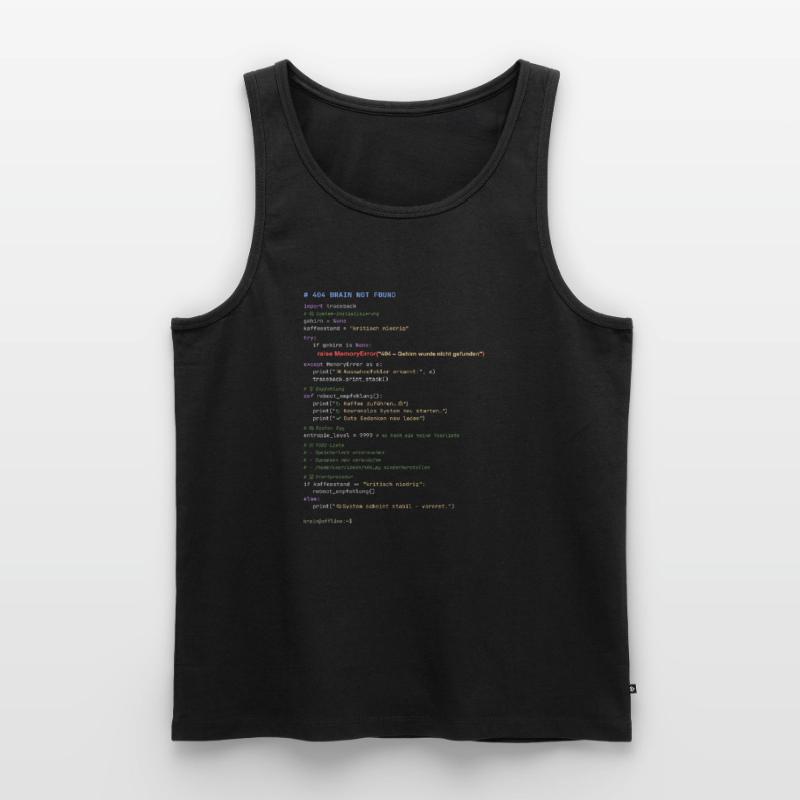 404 Cerveau introuvable Code Python Débardeur bio Premium Homme