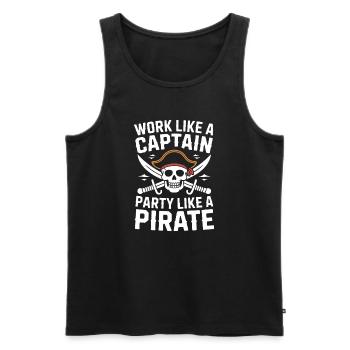 Work Like a Captain Party Like a Pirate Funny - Men's Premium Organic Tank Top - black - Front - AI Model Male 178 light (178cm)