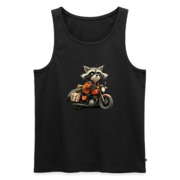 Drôle de petit raton laveur sur moto - Débardeur bio Premium Homme - noir - Devant - Michal (187cm)