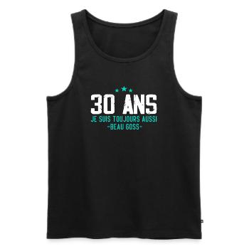 Beau goss Cadeau Anniversaire 30 ans Humour - Débardeur bio Premium Homme - noir - Devant - Michal (187cm)