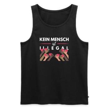 Kein Mensch Ist illegal - Männer Premium Bio Tank Top - Schwarz - Vorne - Michal (187cm)
