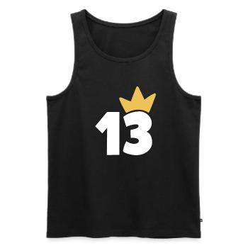 13 Crown number 13 - Men's Premium Organic Tank Top - black - Front - AI Model Male 178 light (178cm)