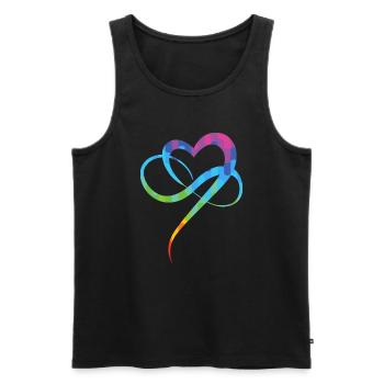 Poly Love Heart - Infinity Herz - Männer Premium Bio Tank Top - Schwarz - Vorne - Michal (187cm)