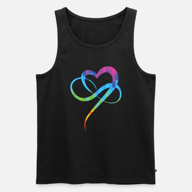 Poly Love Heart - Infinity Herz - Männer Premium Bio Tank Top - Schwarz