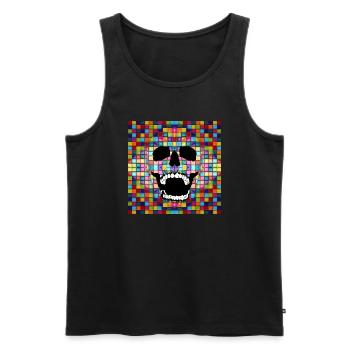 Bunter Mosaikschädel - Männer Premium Bio Tank Top - Schwarz - Vorne - Michal (187cm)