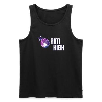 AIM HIGH - Devise avec la Terre et l’Étoile en Violet - Débardeur bio Premium Homme - noir - Devant - AI Model Male 178 light (178cm)
